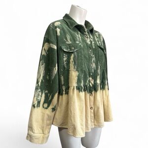 BLUE BUTTERCUP Tie Dye Corduroy Peplum Shirt Jacket | Boho Cottagecore | Medium